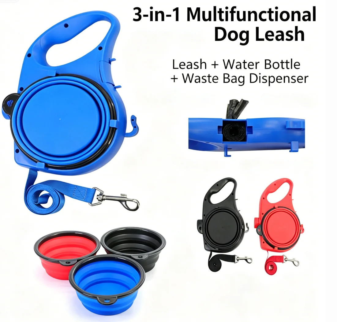 Automatic Pet Supplies Multi-Function Water Bottle Bowl Three-In-One Portable Dog Leash Harness Handy Pet Walking Rope