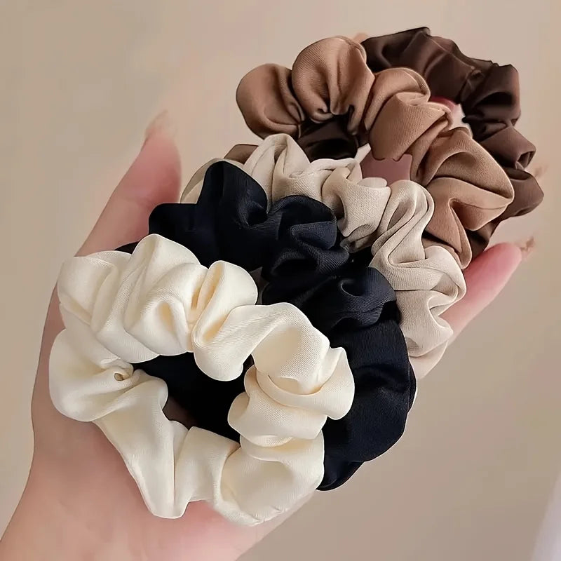 3Pcs Retro Silk Satin Scrunchies with High Elasticity - Soft Hair Ties for Home Wear, Outdoor Trips, Travel & Casual Outings