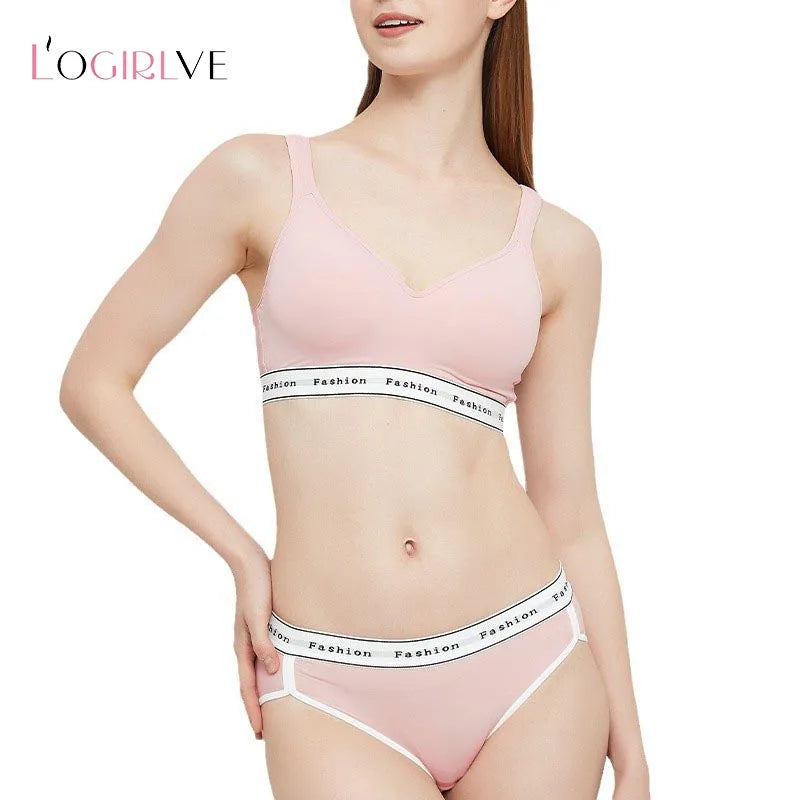 Logirlve French Thin Cup Lingerie Set Lace Bras High Quality Women Underwear Wireless Push Up Brassiere Breathable Bras Panties