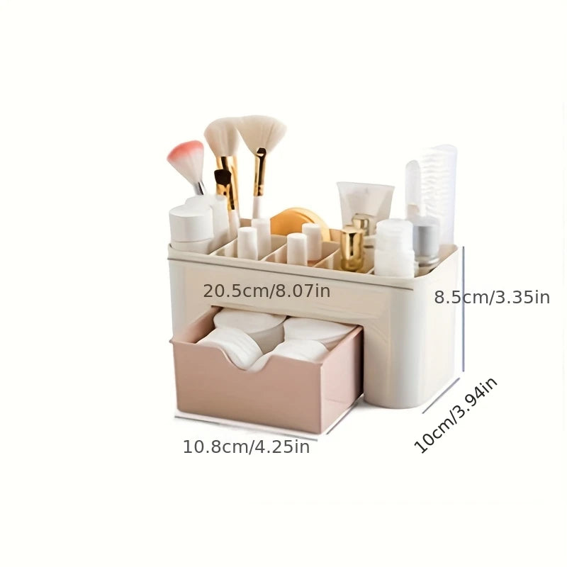 Clear Acrylic Cosmetic Storage Box with Drawers, Multi-Use Desktop Organizer for Lipsticks, Makeup Brushes & Beauty Supplies