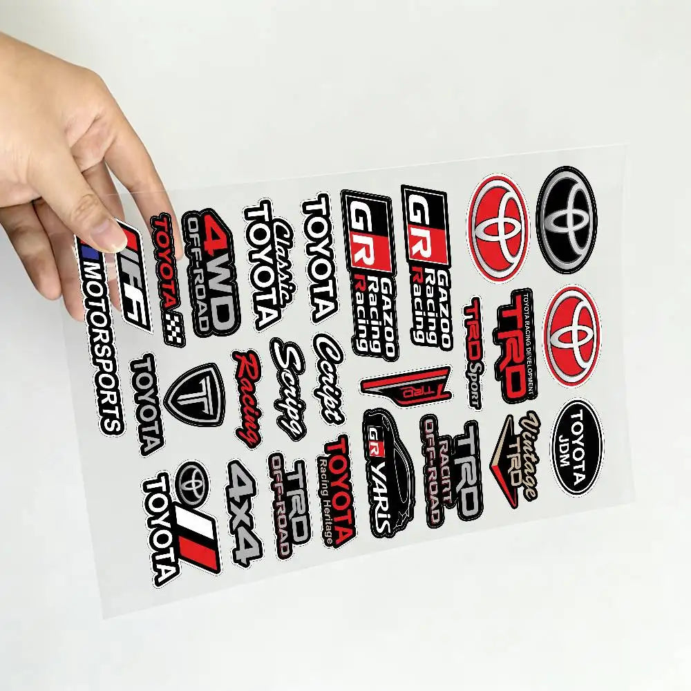 For Toyota Motorcycle Reflective Stickers Waterproof Decals For Helmet Scooter Fuel Tank Toolbox Racing