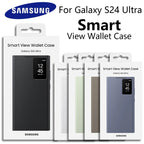 Original For Samsung Galaxy S24 Ultra Smart View Wallet Case Flip High Quality Leather Cover S24Ultra Card Bag Protector Shell