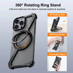 Eary Z Case for iPhone 16 15 14 13 12 Pro Max for Magsafe 360°Rotatable Magnetic Kickstand Metal Frameless Bumper Phone Cover